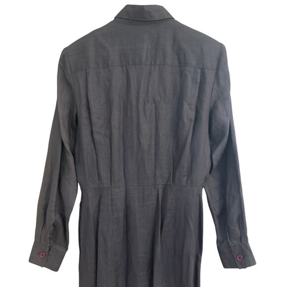 Vintage 80s Bergdorf Goodman Linen Shirt Dress Sz 8 Navy “On the Plaza” Label - Picture 7 of 16